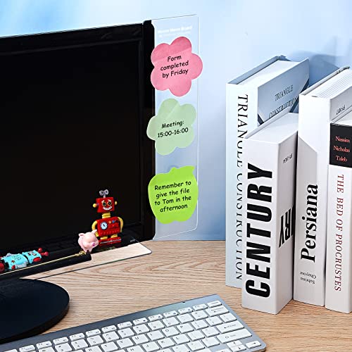 3 Pieces Multifunction Computer Monitor Memo Board Side Panel Memo Top Mount Acrylic Transparent Message Board for Screen Cabinet, Left and Right