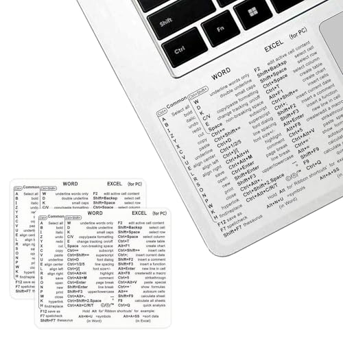 Word & Excel Shortcut Stickers for Keyboard – Microsoft Office Hotkey Labels, Laptop & Desktop Keyboard Shortcuts, Compatible with Windows, Study & Work Productivity Reference Guide (2, Clear) - color: Clear