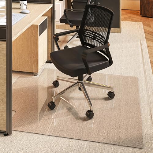 [Tempered Glass] 60“x48” Irregular Glass Chair Mat with Polished Edge Clear Office Chair Mat, Glides Smoothly, Suitable for Carpet or Hardwood Floors - color: Clear Irregular, size: 60"x48"