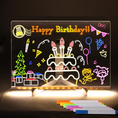 LED Note Board with 7 Colors, Lumi Dry Erase Board with Light, Light-Up Message Note Board with Stand as Night Light for Room/Store/Office/Festival/Gift,12" x 8" - size: 12"W x 8"H