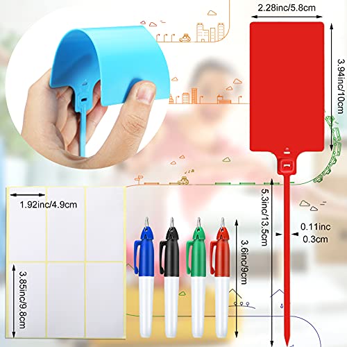Pajean 50 Pieces Waterproof Plastic Tags with Marker Pens and Sticker Labels, Self Locking Bag Writable Tags with Wire Cable Ties for Luggage (Multi Colors) - color: Multi Colors