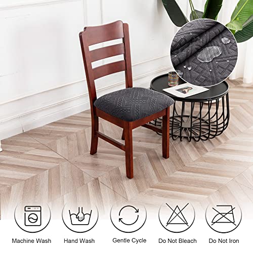 Genina Waterproof Chair Seat Covers Dining Room Chair Covers Stretch Seat Cover for Dinning Room Chair Protector Slipcovers for Kitchen, Hotel (2, Pattern1-Dark Gray) - color: Pattern1-dark Gray