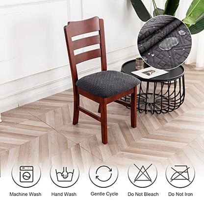 Genina Waterproof Chair Seat Covers Dining Room Chair Covers Stretch Seat Cover for Dinning Room Chair Protector Slipcovers for Kitchen, Hotel (2, Pattern1-Dark Gray) - color: Pattern1-dark Gray