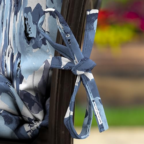 Arden Outdoor Midback Chair Cushion, 18 x 16.5, Rain-Proof, Fade Resistant Blue Garden Floral - color: Blue Garden Floral
