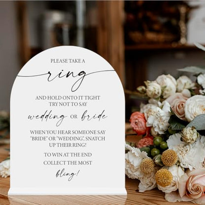 Wedding Ring Game Sign Put a Ring on it Game Wedding Bridal Shower Party games Sign Engagement Table Desk Decoration - color: take a ring