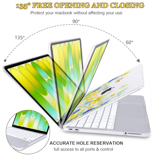Case for 2026 MacBook Neo 13 Inch A18 Pro Chip Model A3404, Scratch-Resistant Hard Shell Case with Keyboard Cover, Screen Film, Silicone Dust Plugs & Webcam Cover, Yellow Floral & Butterfly - color: Yellow Floral & Butterfly