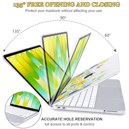 Case for 2026 MacBook Neo 13 Inch A18 Pro Chip Model A3404, Scratch-Resistant Hard Shell Case with Keyboard Cover, Screen Film, Silicone Dust Plugs & Webcam Cover, Yellow Floral & Butterfly - color: Yellow Floral & Butterfly