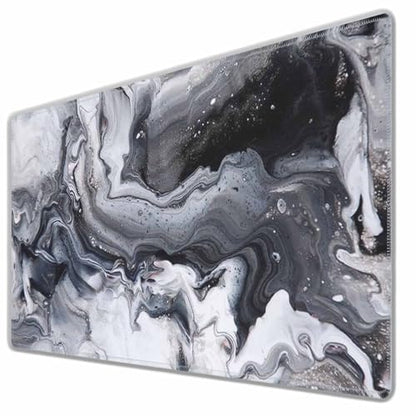 Marble Abstract Art Gaming Mouse Pad Fluid Art Black and White Modern Large Full Desk Keyboard Mousepad for Computer,Home,Office 35.4"X15.7" - color: Marble Abstract Art