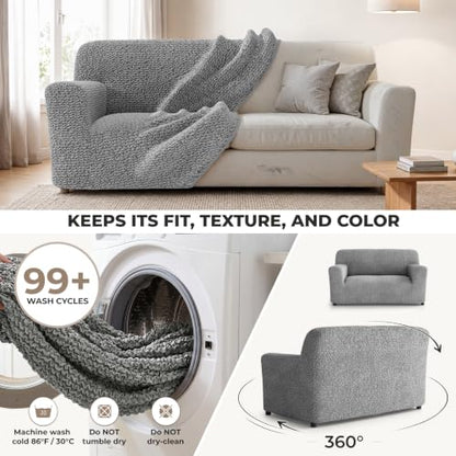 Premium Stretch Couch Covers for Sofa - Sofa Chair Cover Washable, Dogs & Pets Friendly - Elastic Polyester Loveseat Slipcovers - Non-Slip Love Seat Couch Covers - Ash (40"-63" Wide) - color: Ash, size: 40"-63" Wide
