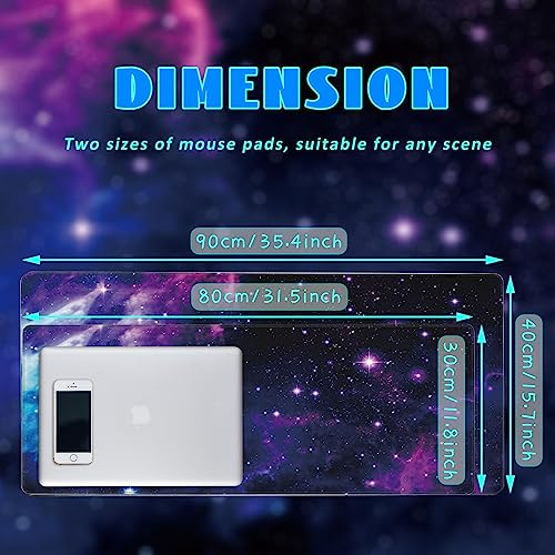 Desk Mat, Galaxy Nebula Universe Space Extended Gaming Mouse Pad Large, Big Mouse Pad with Non-Slip Base and Stitched Edge, Long Computer Keyboard Mouse Mat for Home Office - color: Galaxy Nebula Universe Space, size: 11.8" x 31.5"