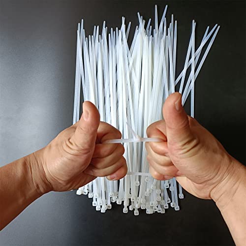 Zip Ties 1000 pcs 8 inch Cable Zip Ties, Premium Plastic Wire Ties with 40 LBS Tensile Strength, UV Resistant Cable Ties, White Nylon Tie Straps - color: White, size: 8 inch ( 4 x 200 mm )