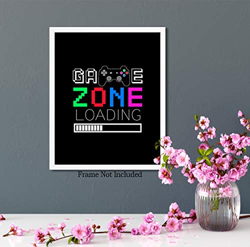 Govivo Game Zone Loading - Wall Decor Art Print with a black background - 8x10 unframed gaming-themed artwork printed on photograph paper