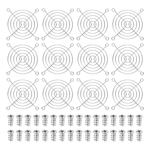PATIKIL 80mm Fan Finger Grill, 12 Pcs Metal Ventilation Grill Guard Cover with Screws for Industry Workshop Computer Household Refrigerators Air Conditioning, Silver - size: 80mm
