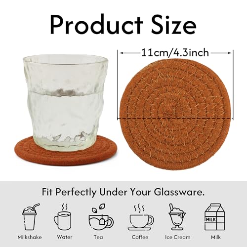 Coasters Set of 4 for Drinks, Cotton Woven 4 Colors Absorbent Boho Coasters for Home Decor Cups - Hot or Cold Drink Thickened (Khaki) - color: Khaki