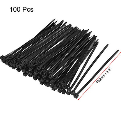uxcell Nylon Cable Ties 4 Inch Self-Locking Zip Ties 0.12 Inch Width Black 100pcs - color: Black, size: 4x 0.12Inch