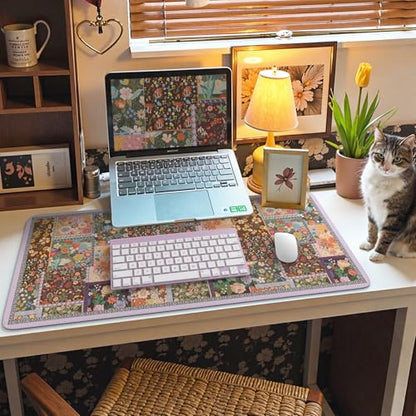 HAOCOO Brown Desk Matt for Desktop, Non-Slip Large Desk Pad Mat with Stitched Edges, Keyboard Mats for Desk, Water-Resistant Large Mouse Pad for Office, Gaming - color: Brown