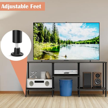50 Inch TV Stand for Living Room Small Entertainment Center with Open Storage Shelves,3 Tier Bedroom TV Console Table for 50 43 40 32 inch TV, Dark Grey - color: Dark Grey
