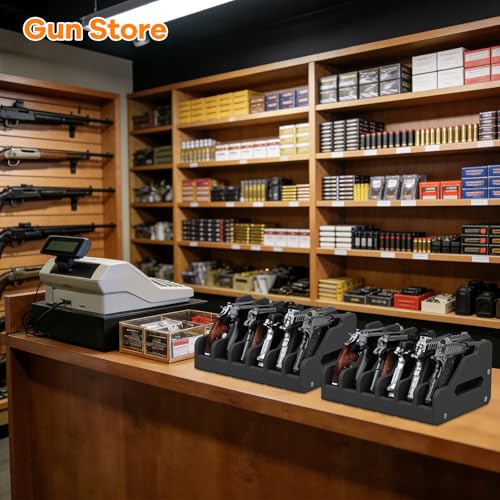 JBBTOOL Foam Pistol Rack for Gun Safe, Gun Cabinet Accessories, 6 Slots Soft Foam Handgun Storage Organizer, Anti-Slip Revolver Firearm Stand Display Holder