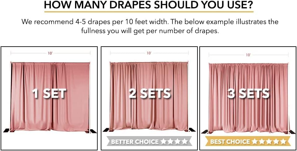 AK TRADING CO. 10 feet x 8 feet IFR Polyester Backdrop Drapes Curtains Panels with Rod Pockets - Wedding Ceremony Party Home Window Decorations - Dusty Rose - color: Dusty Rose