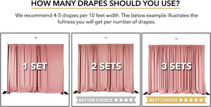 AK TRADING CO. 10 feet x 8 feet IFR Polyester Backdrop Drapes Curtains Panels with Rod Pockets - Wedding Ceremony Party Home Window Decorations - Dusty Rose - color: Dusty Rose