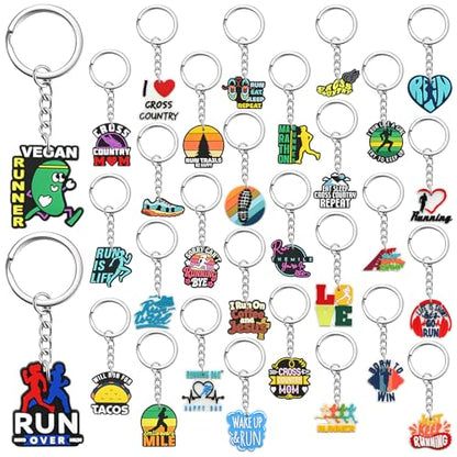 Keychains Bulk,Funny Key Chain for Prizes Incentives Holiday Gifts Birthday Party Favors - color: 30pcs Running Keychains