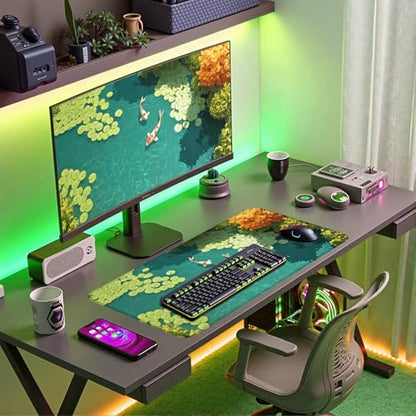 Japanese Koi Fish Desk Mat Pad XXL Large Lofi Serene Pond Playmat Gaming Mouse Pad Desktop Mat for Office,Computer,Keyboard,Laptop and Home 31.5 X 15.7inch - color: A7- Koi Fish