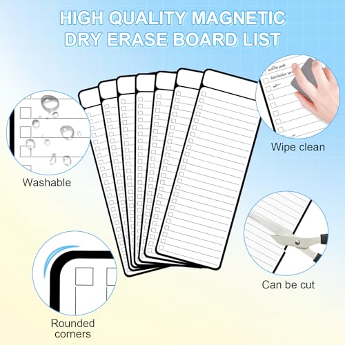 7-Piece Magnetic Dry Erase to-Do List White Board, 4'x11', Multifunctional Weekly Planner, Chore Chart, Dry Erase Planner for Refrigerator