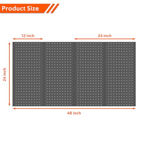 Ultrawall 4 Pcs Metal Pegboard Wall Panels, Peg Boards for Garage Tool Storage - color: Black, size: 4PC