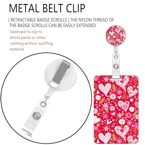 ID Badge Holder with Lanyard Fashionable ID Card Holders with Retractable Lanyards Soft Fiber Metal Clip Sturdy Buckle for Key Wallet Work Nurse Teacher (Lovely Heart) - color: Lovely Heart