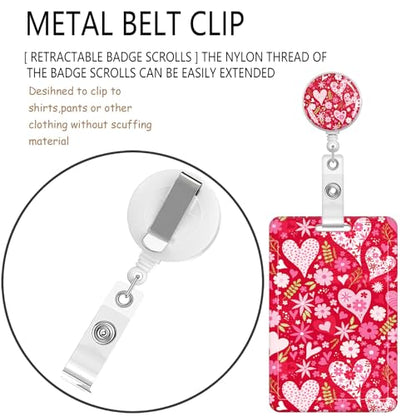 ID Badge Holder with Lanyard Fashionable ID Card Holders with Retractable Lanyards Soft Fiber Metal Clip Sturdy Buckle for Key Wallet Work Nurse Teacher (Lovely Heart) - color: Lovely Heart