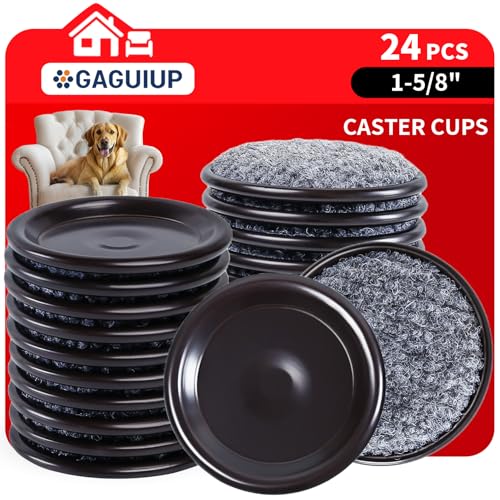 1 5/8" Round Carpet Bottom Furniture Caster Cups, Reusable Furniture Sliders for Hardwood Floors,Felt Furniture Pads Coasters to Protect Tile or Laminate Floors from Scratches, Brown/Gray (24 Pack) - size: 1-5/8 Inch, 24 Pack