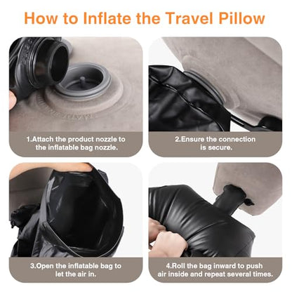 Maliton Inflatable Foot Rest Pillow for Travel,Kids Airplane Bed,Adjustable 3 Layers Height Leg Pillow of Air Travel Essentials,Car, Office, Home - Fast Inflation (Grey) - color: Grey