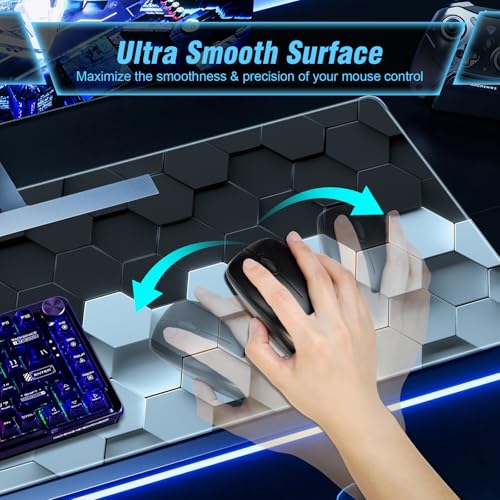 Cool Gaming Mouse Pad, 3D Stereoscopic Vision Gaming Mousepad, 31.5L x 11.8W Inches Large Mouse Pad with Smooth Control Performance, Best Large Mouse Pads for Gamer Office Home - color: 3D Stereoscopic Lattice, size: 31.5L x 11.8W inches