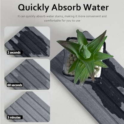 Set of 3 Diatomite Hand Soap Holder, Water Absorbing Stone Tray for Kitchen Countertop, Fast-Drying Bathroom Trays(1pcs 22 x 10cm + 2pcs 10 x 10cm Grey) - color: 1pcs 22 X 10cm + 2pcs 10 X 10cm Grey