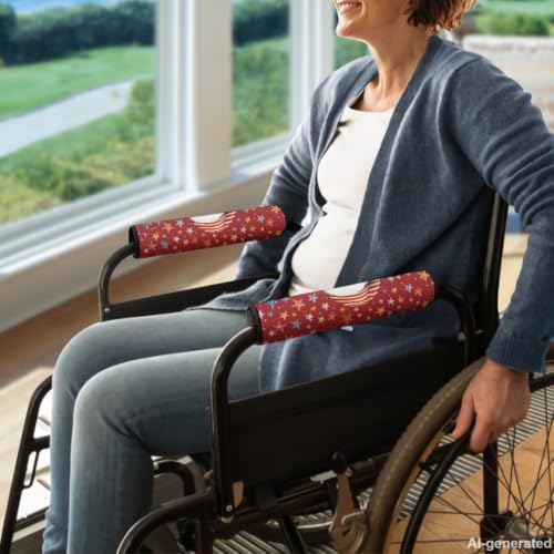 Wheelchair Armrest Pads Christmas Santa Wheelchair Armrest Covers Cushion Portable Mobile Arm Support for Wheelchairs Office Transport Chair Mobility Scooter Gift - color: Christmas Santa