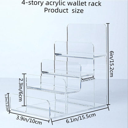 Acrylic Wallet Display Stand Purse Handbag Organizer, Clear Jewelry Riser Display Stand Purse Display Rack, Acrylic Display Shelf for Cosmetic Perfume Jewelry Sunglasses Handbag (4 Tier) - size: 1PCS-4 Tier