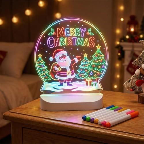 LED Note Board with Colors, Acrylic Dry Erase Board with Light, Light up Dry Erase Board with Stand as a Glow Memo LED Letter Message Board Note Glass LED Board Whiteboard - size: 12"W x 7.9"H