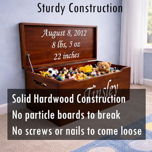 Personalized Engraved Walnut Wooden Storage Chest - Fully Assembled - color: Walnut-Engraved
