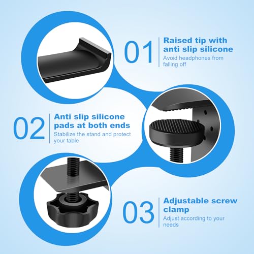 2PCS Headphone Stand Hanger Holder, Foldable Aluminum Desk Headphone, Universal Space Saving Headset Stand Multifunctional Under Desk Hanger for Home Office - size: Black 2PCS