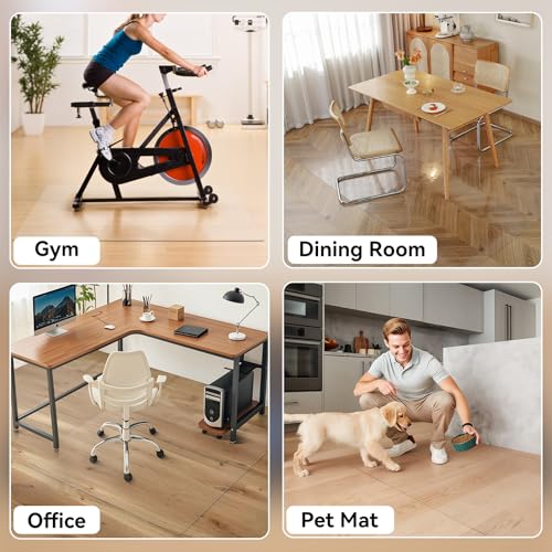 Clear Chair Mat for Hardwood Floor, 58 x 96 Inch Large Office Chair Mat, Plastic Floor Protector, 5'×8' Area Rug for Living Room, Heavy Duty Wood Tile Floor Mats for Home Laundry Dining Area - color: Clear for Hard Floor, size: 58 X 96 Inch