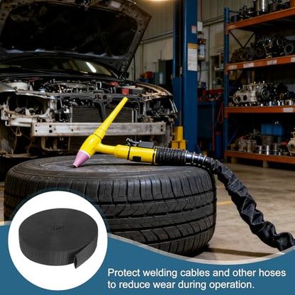 HARFINGTON Nylon Protective Hose Sleeve 0.8" ID 33FT Cable Cover Sheath Hydraulic Hose Protector Wrap for Welding Cord Tig Torch Hydraulic, Black - size: 0.8" ID 33FT