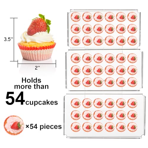 Clear Cupcake Stand, 3 Tiered Acrylic Dessert Table Display Set | 54 Cupcakes Large Food Display Riser Serving Platter for Wedding, Party, Baby Shower, Buffet