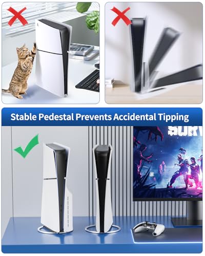 OLCLSS Vertical Stand for P5 Pro, P5 Slim & P5 Consoles (Digital/Disc) with 9 Silicone Dust Plugs - Anti-Slip Base, Anti-Tip Design, Secure Screw, Accessories, Compatible with P5 Pro, Slim & 5 Models