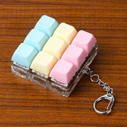 Keyboard Fidget Toy, Keyboard Keychain Fidget Toys, 9-in-1 Clicker Fidget Toy, Stress Relief Desk Decompression Button, Anxiety Relief Valentine's Day Gifts (3 Color-Pink Yellow Blue) - color: 3 Color-pink Yellow Blue