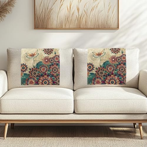 Boho Mandala Dragonfly Floral Print Recliner Headrest Protectors, Anti-Wear Sofa Headrest Protective Cover for Furniture Slipcovers Headrest Cover for Sofa Furniture Chair Theater Seat - color: Boho Mandala Dragonfly Floral