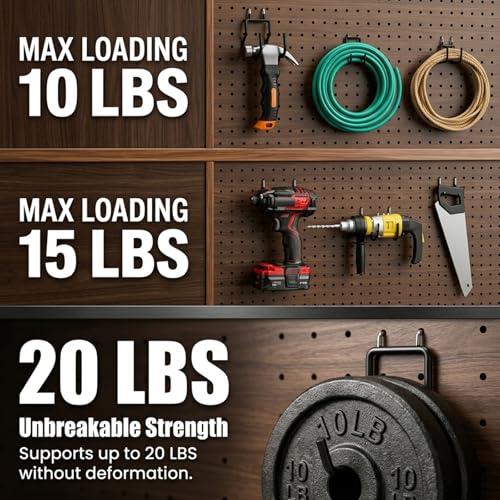 INCLY 36 Pack Heavy Duty Pegboard Hooks, 1/4" Pegboard Drill Holder Tool Utility Hooks, Peg Board Tool Hangers Accessories for Hanging Power Tools, Drill, Hammer, Workbench, Garage - size: 36 Pack