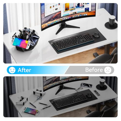 KDD Controller Organizer for Desktop - 360°Rotatable Controller Holder with Storage Box - Universal Stand for 4 Controllers, Desk Organizer for Switch Remote Control Pen Gamer Accessories
