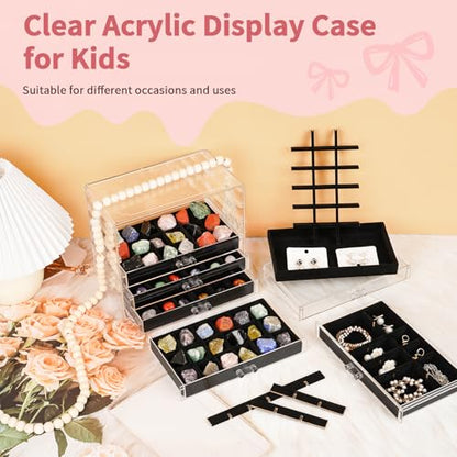 Bfttlity Acrylic Rock Display Case, 108 Grids Rock Collection Box for Kids, Clear Display Cases for Stones Collectibles Gemstone Crystals Storage Boxes (108 Grids) - size: 108 Grids