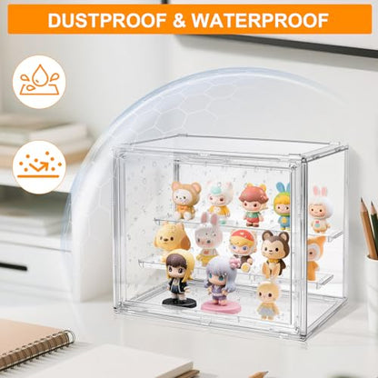 Acrylic Display Case for Collectibles, 3 Layer Figure Display Box with Magnetic Door, Stackable Figurine Display Shelf Box for Figures, for Funko Pop, for Pop Mart (1 pcs) - size: Three floors