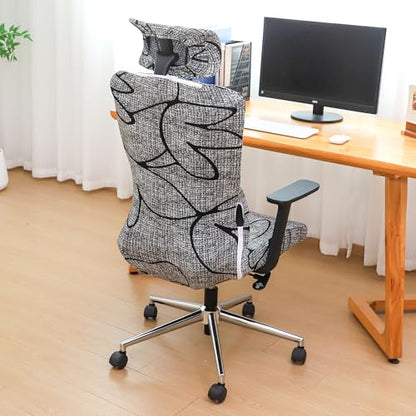 Ergonomic Office Chair Covers Set with Headrest Cover Printed 2 Pieces Stretch Desk Computer Office Chair and Headrest Slipcovers Washable - color: Style 13, size: Chair and Headrest Covers